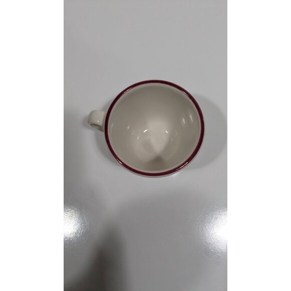 Syracuse China White Ceramic Cup Red Rim Scalloped Design Vintage - Picture 5 of 9